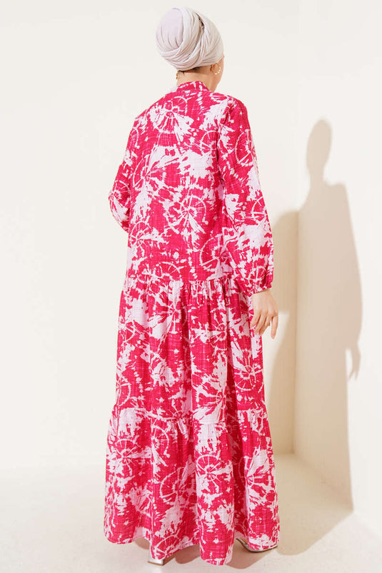 Robe à demi-boutons motif batik Alizarine