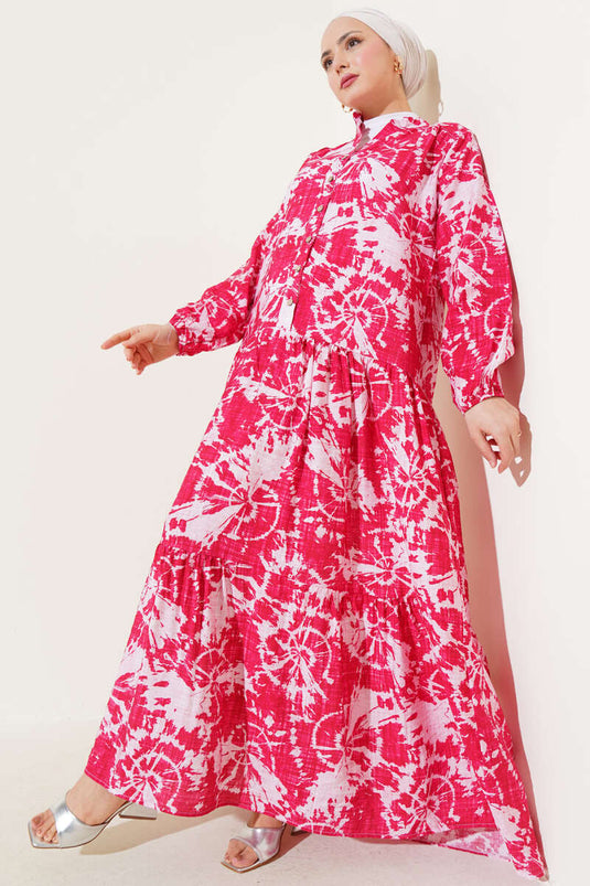 Robe à demi-boutons motif batik Alizarine