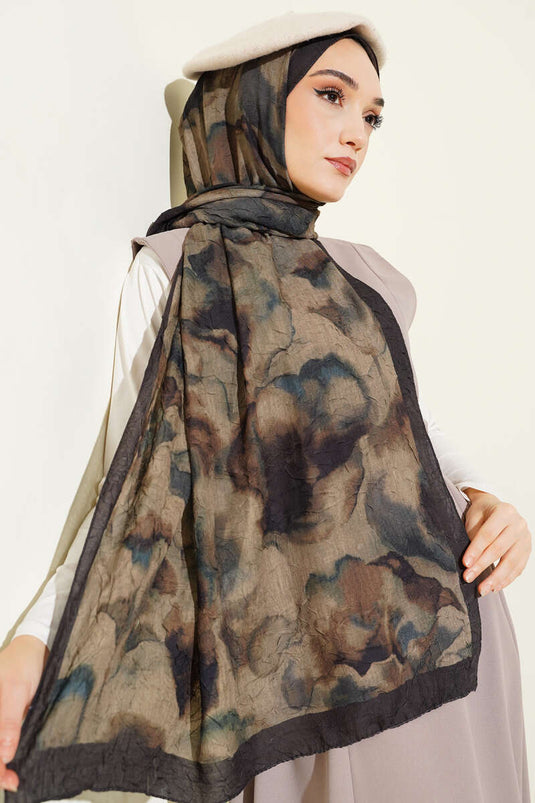 Foulard en bambou à motif batik, vert camouflage