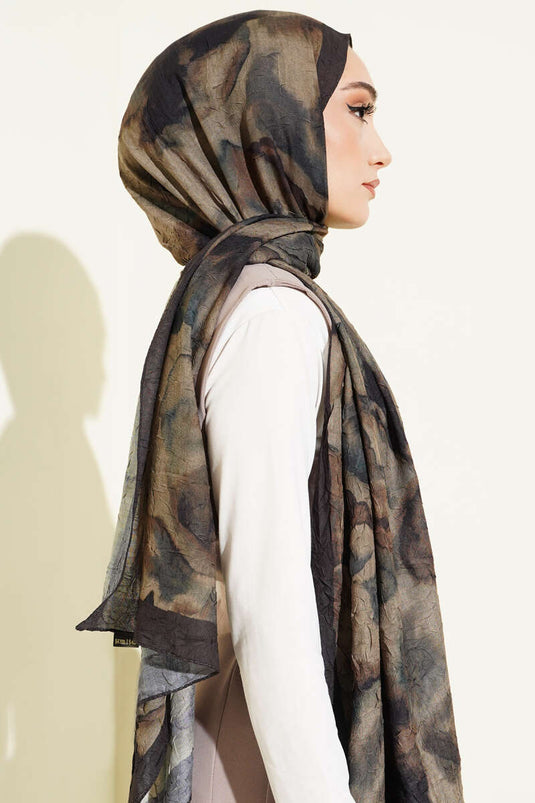 Foulard en bambou à motif batik, vert camouflage