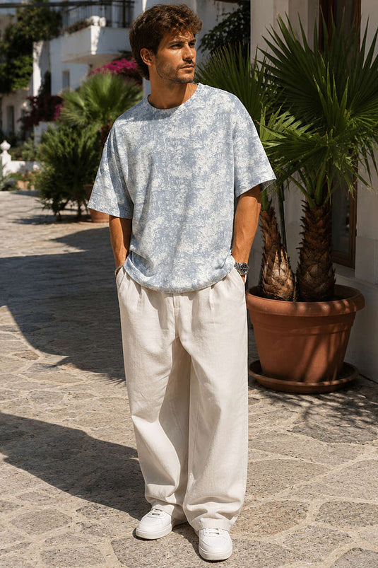 Batik Desenli Erkek T-shirt Gri