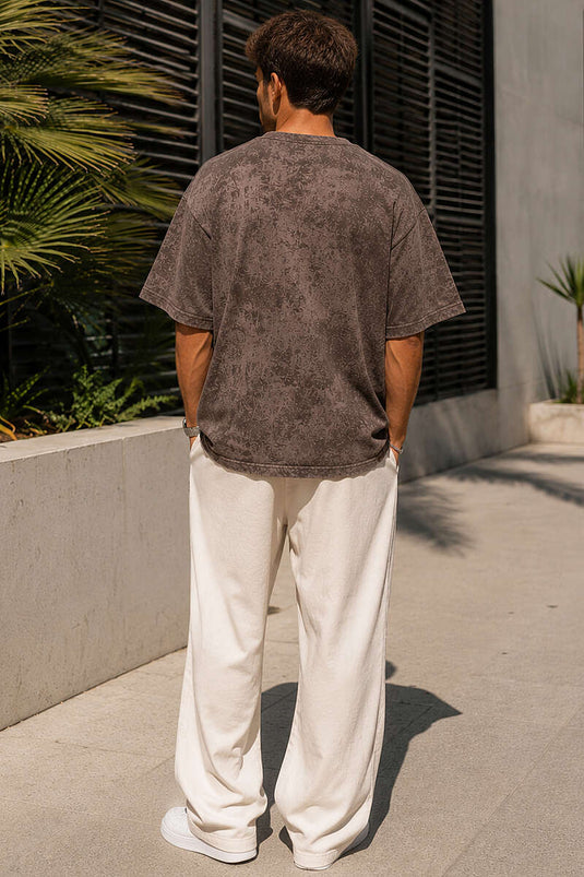 Batik Desenli Erkek T-shirt Kahve