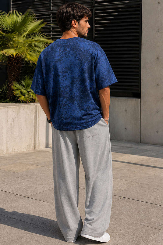 Batik Desenli Erkek T-shirt Lacivert