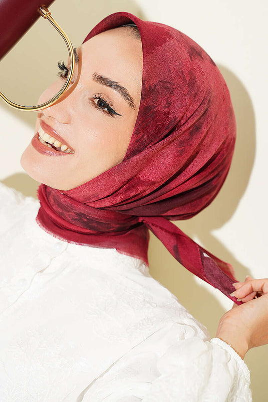 Batik Desenli Soft Eşarp Bordo