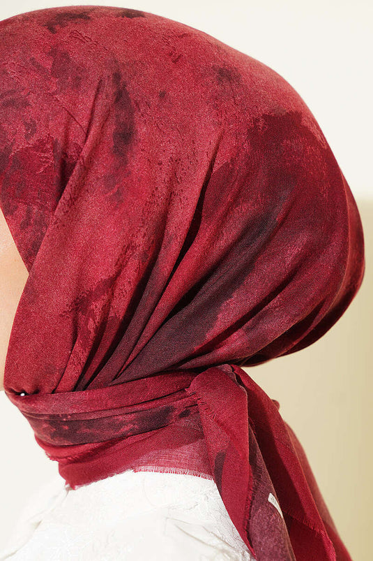 Batik Desenli Soft Eşarp Bordo