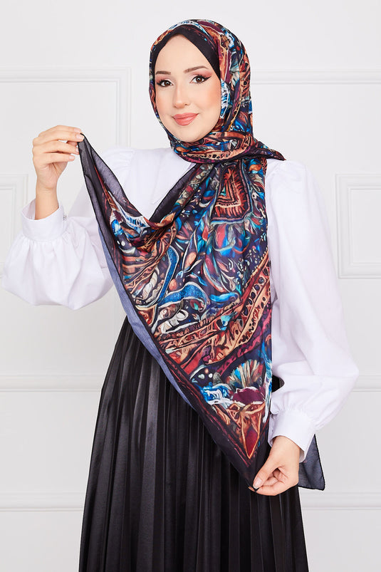 Chal hijab con estampado batik -14