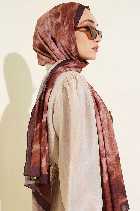 Batik Ebruli Bambu Kraş Şal Kahve
