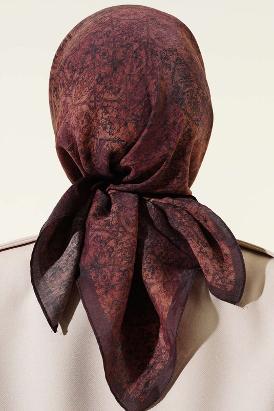 Batik Patterned Modal Scarf Plum