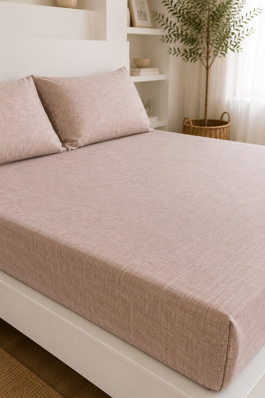 Juego de sábanas ajustables talla grande beige