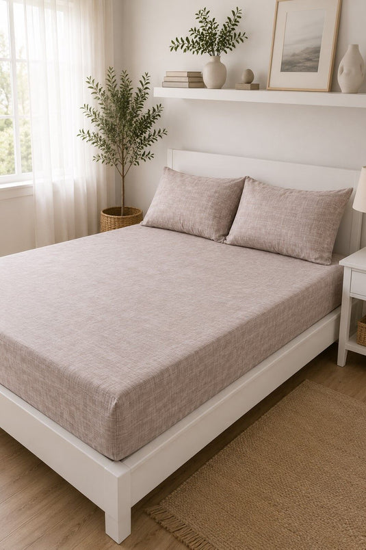 Juego de sábanas ajustables talla grande beige