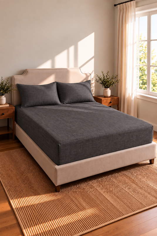 Ensemble De Draps Extensible Pour Garçon Battal Gris Fumé
