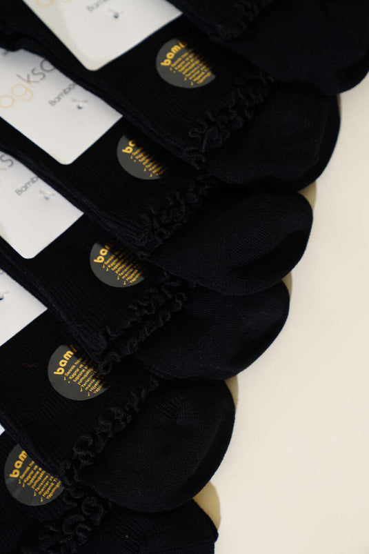 Lot de 12 paires de chaussettes noires à volants pour femmes