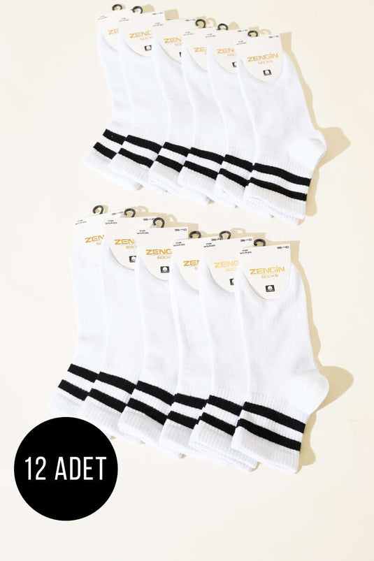 Women's 12-Piece Combed Cotton Short Socks Assortment 1