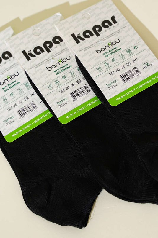 Bayan 3'lü Bambu Patik Çorap Siyah