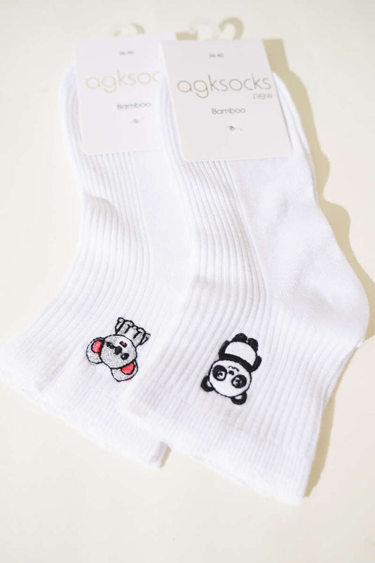 Assortiment de 3 paires de chaussettes courtes brodées d'animaux pour femmes 1