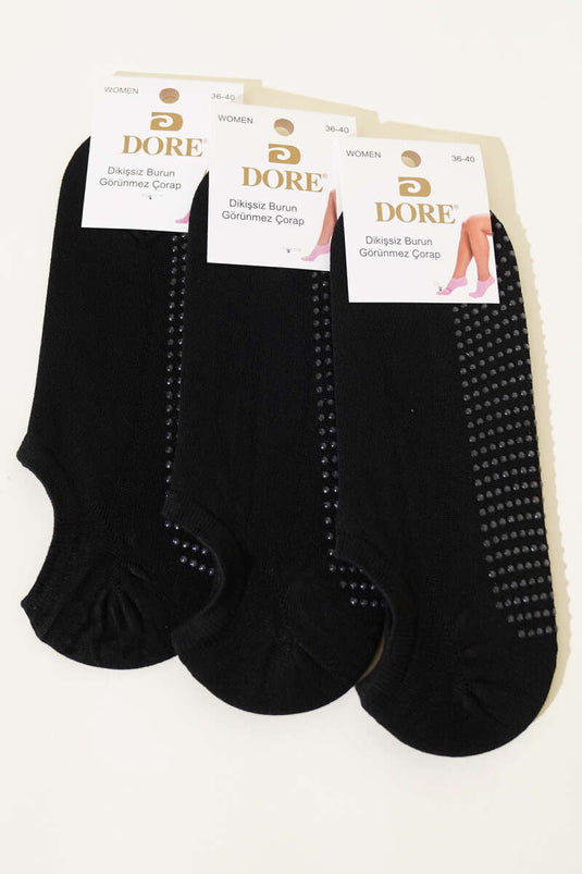 Women's 3-Pack Non-Slip Sneakers Socks Black