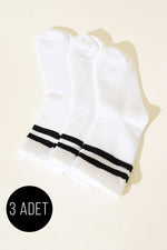Lot De 3 Paires De Chaussettes Blanches Style Universitaire Pour Femmes