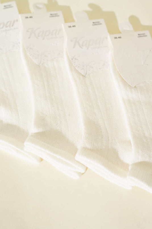 جوارب نسائية قصيرة بتفاصيل شبكية، عبوة من 4 قطع، لون بيج فاتح