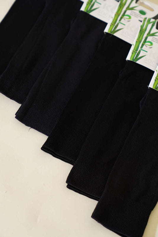 Lot de 6 paires de chaussettes hautes en bambou noir pour femmes