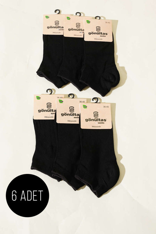 Chaussettes bottines en bambou pour femmes, lot de 6, noires