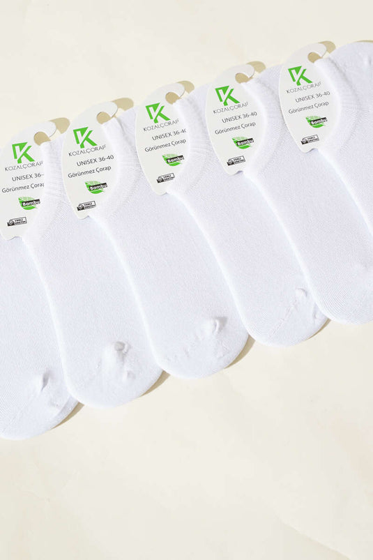 جوارب رياضية نسائية من الخيزران، عبوة من 6 قطع، باللون الأبيض