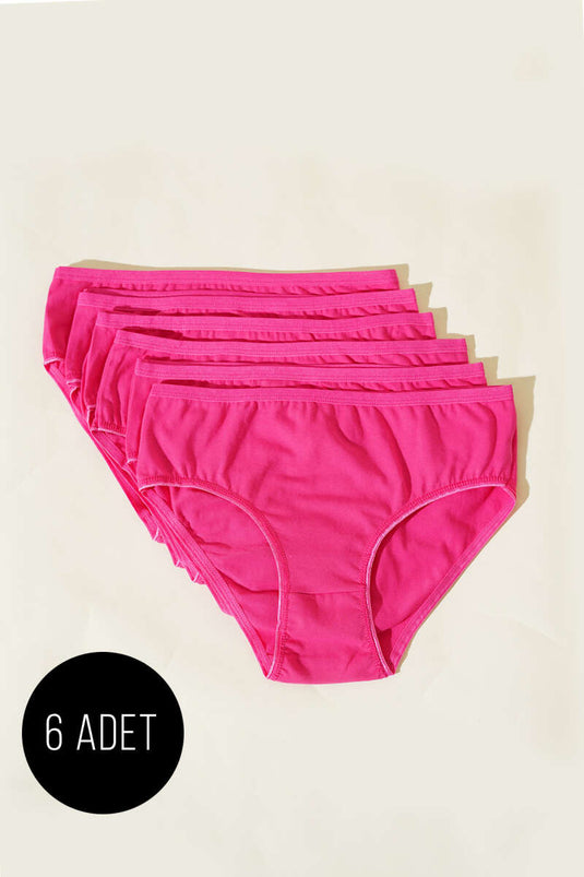 Lot de 6 culottes basiques fuchsia pour femmes