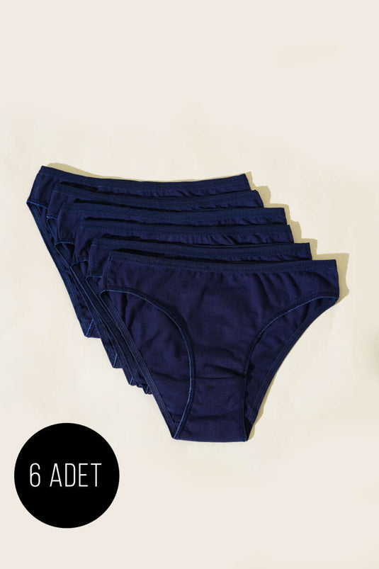 Lot de 6 culottes basiques pour femmes, bleu marine