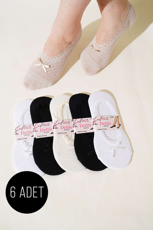 مجموعة جوارب باليرينا الدانتيل النسائية المكونة من 6 قطع 1