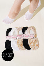 Assortiment de 6 paires de chaussettes ballerines en dentelle pour femmes, taille 4