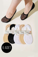 Assortiment de 6 paires de chaussettes ballerines en dentelle pour femmes, taille 5