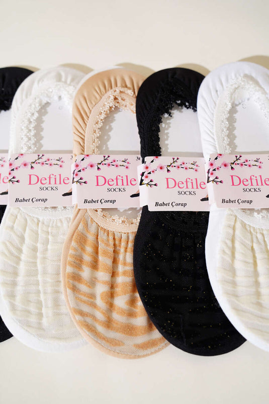 مجموعة جوارب باليرينا الدانتيل النسائية المكونة من 6 قطع