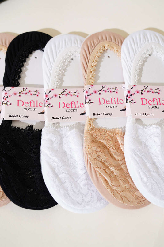 Bayan 6'lı Dantel Babet Çorap Asorti 8