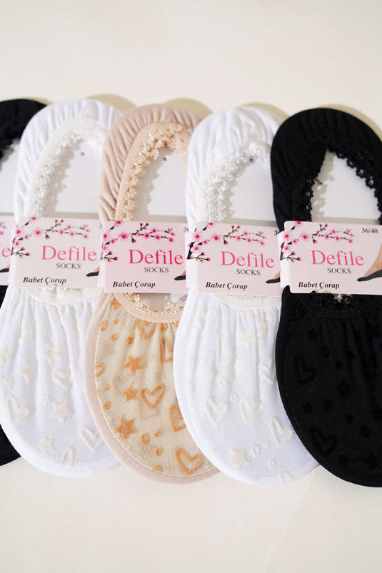Bayan 6'lı Dantel Babet Çorap Asorti 9