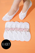 Lot de 6 paires de chaussettes ballerines blanches en dentelle pour femme