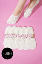 Lot de 6 paires de chaussettes ballerines en dentelle écrues pour femme