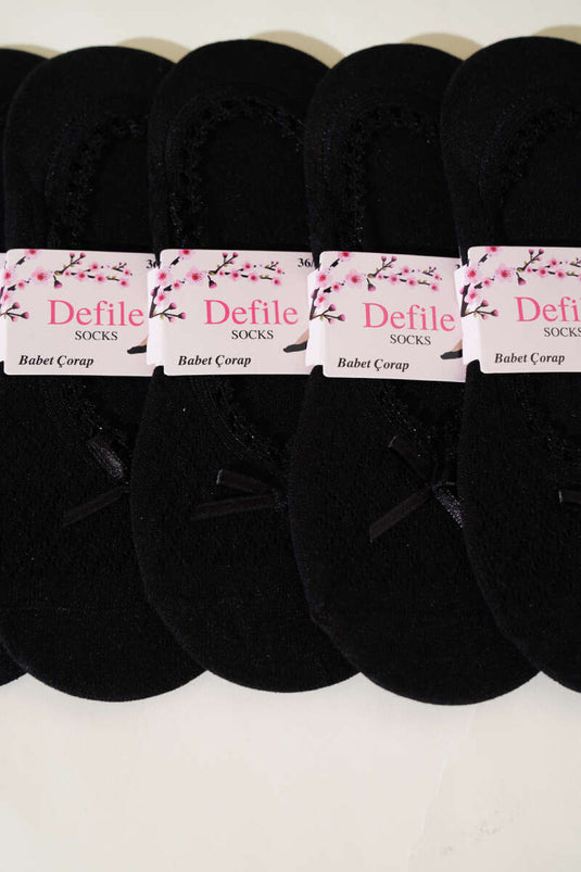 Bayan 6'lı Dantel Babet Çorap Siyah