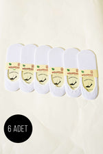 Lot de 6 paires de chaussettes ballerines blanches sans couture en bambou pour femmes