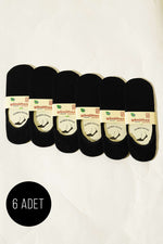 Lot de 6 paires de chaussettes ballerines sans couture en bambou noir pour femme