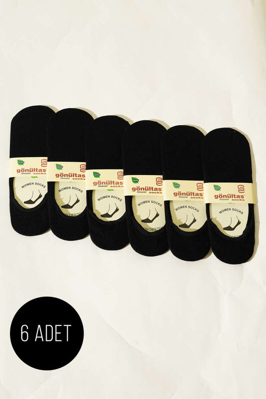 Lot de 6 paires de chaussettes ballerines sans couture en bambou noir pour femme