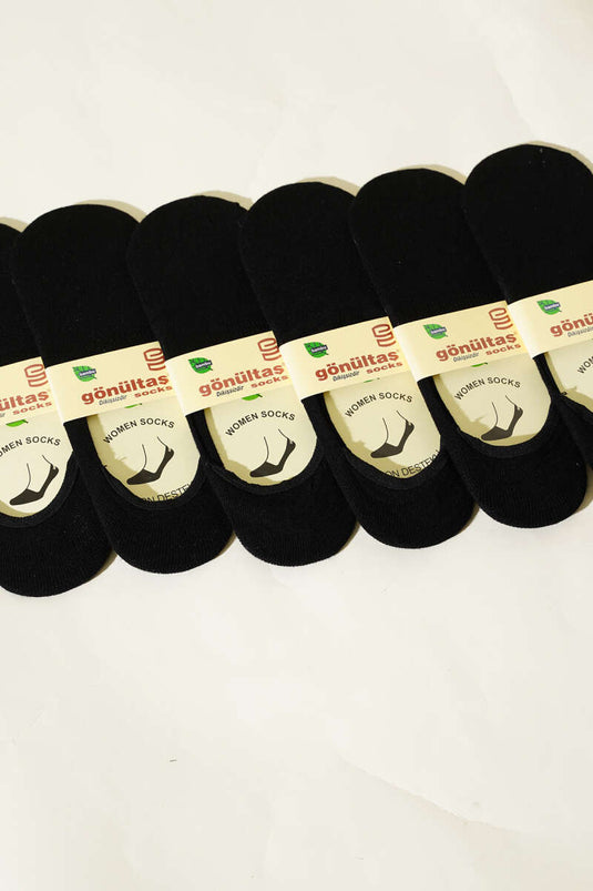 Lot de 6 paires de chaussettes ballerines sans couture en bambou noir pour femme