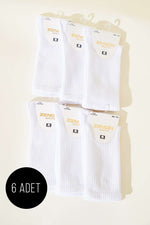 Lot de 6 paires de chaussettes côtelées blanches pour femmes
