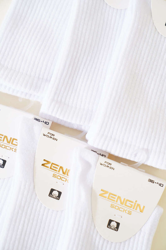 Bayan 6'lı Fitilli Soket Çorap Beyaz