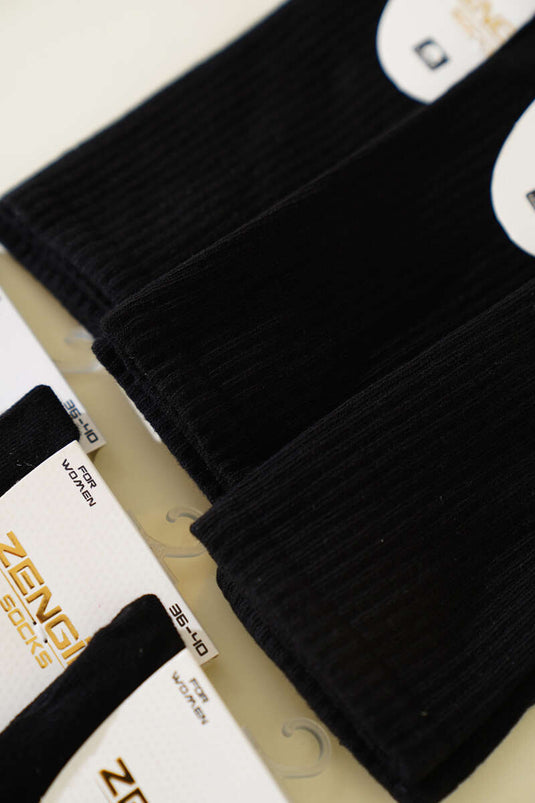 Bayan 6'lı Fitilli Soket Çorap Siyah