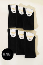 Lot de 6 paires de chaussettes côtelées noires pour femmes