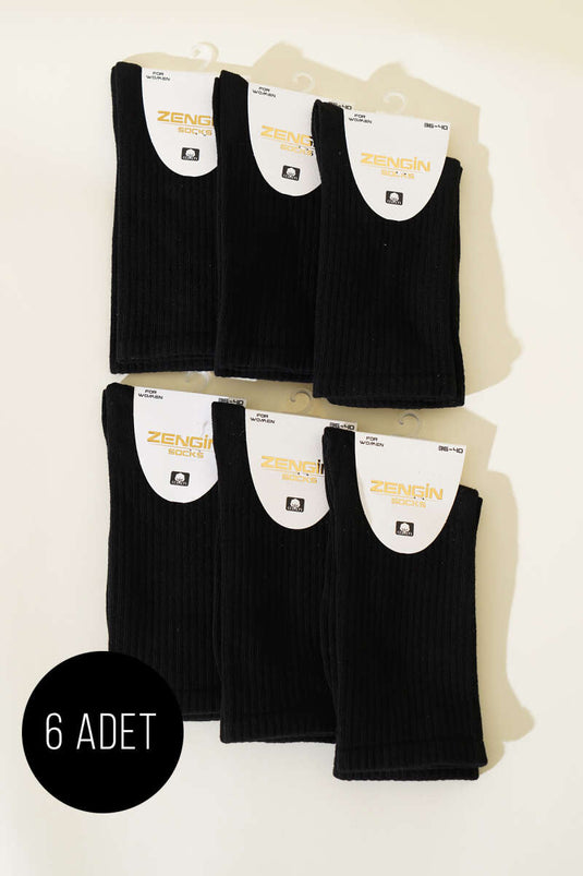 Bayan 6'lı Fitilli Soket Çorap Siyah