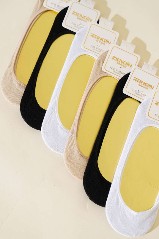 Assortiment de 6 paires de chaussettes ballerines ouvertes en coton peigné pour femmes 1