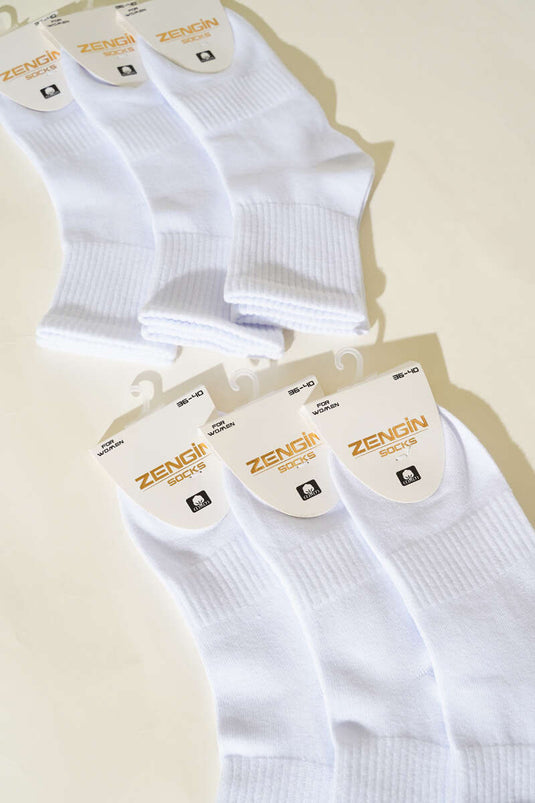 Damen-Baumwoll-Knöchelsocken, 6er-Pack, weiß