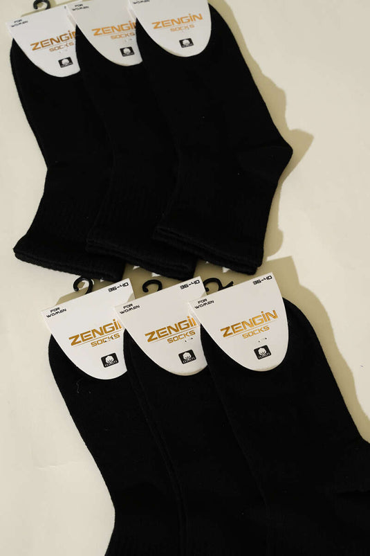 6er-Pack kurze Baumwollsocken für Damen, Schwarz