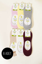 Assortiment de 6 paires de chaussettes ballerines en coton peigné siliconé pour femmes 1