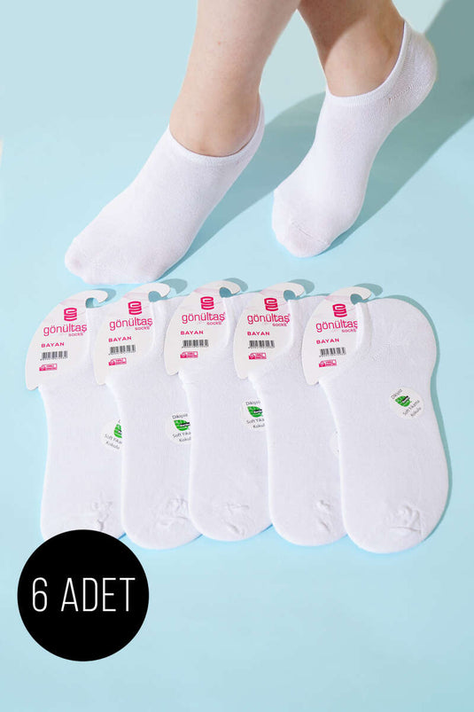 Bayan 6'lı Sneakers Bambu Çorap Beyaz